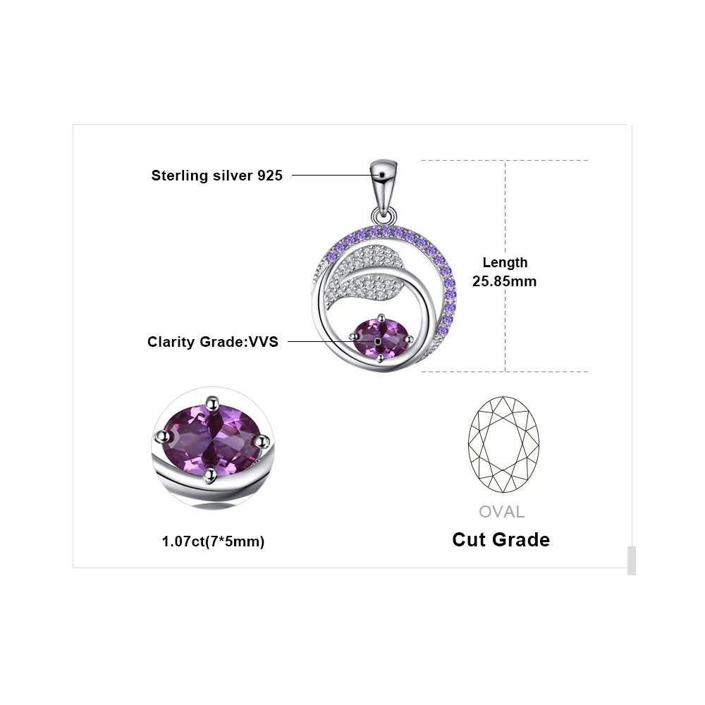 Collana con ciondolo in argento sterling 925 con zaffiro alessandrite creato da 1 carato, per donna, senza catena