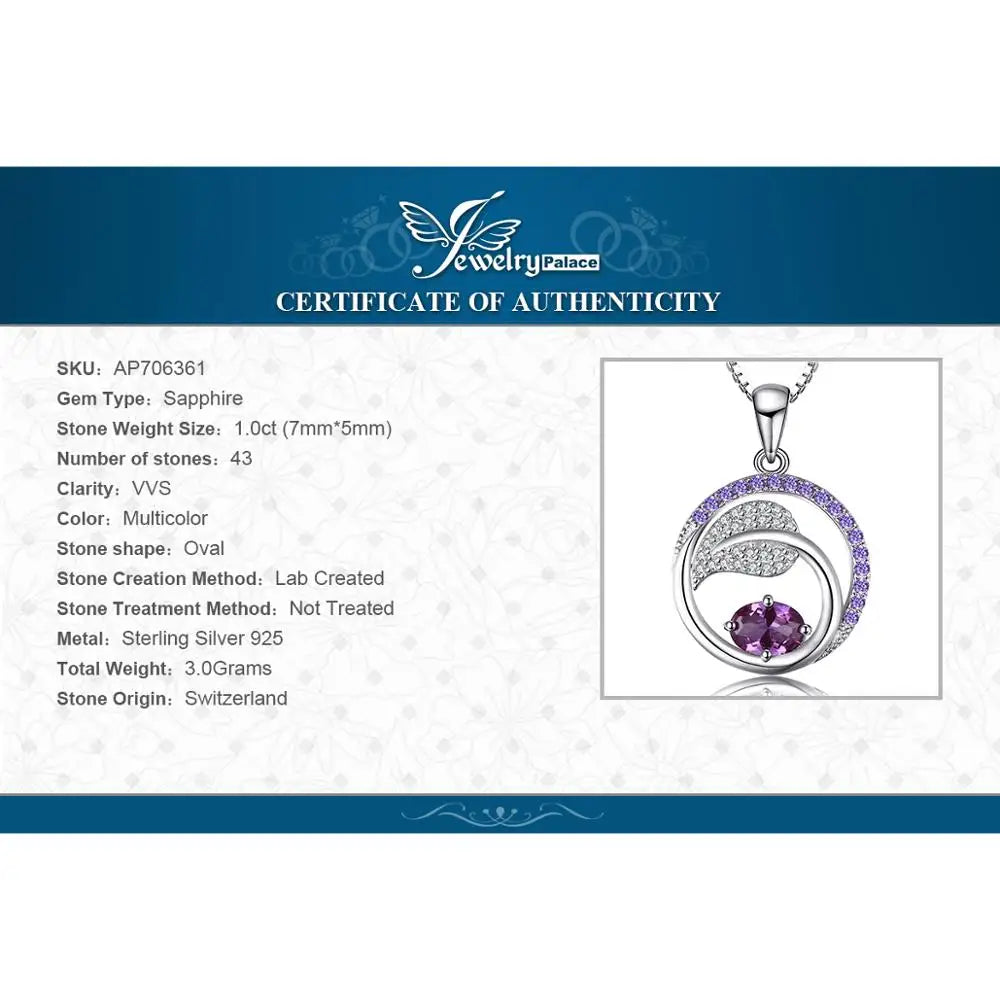 Collana con ciondolo in argento sterling 925 con zaffiro alessandrite creato da 1 carato, per donna, senza catena