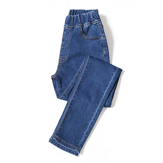 Jeans da donna per curve, pantaloni in denim elasticizzati con vita elasticizzata, controllo della pancia, jeans da mamma 4XL ouc551