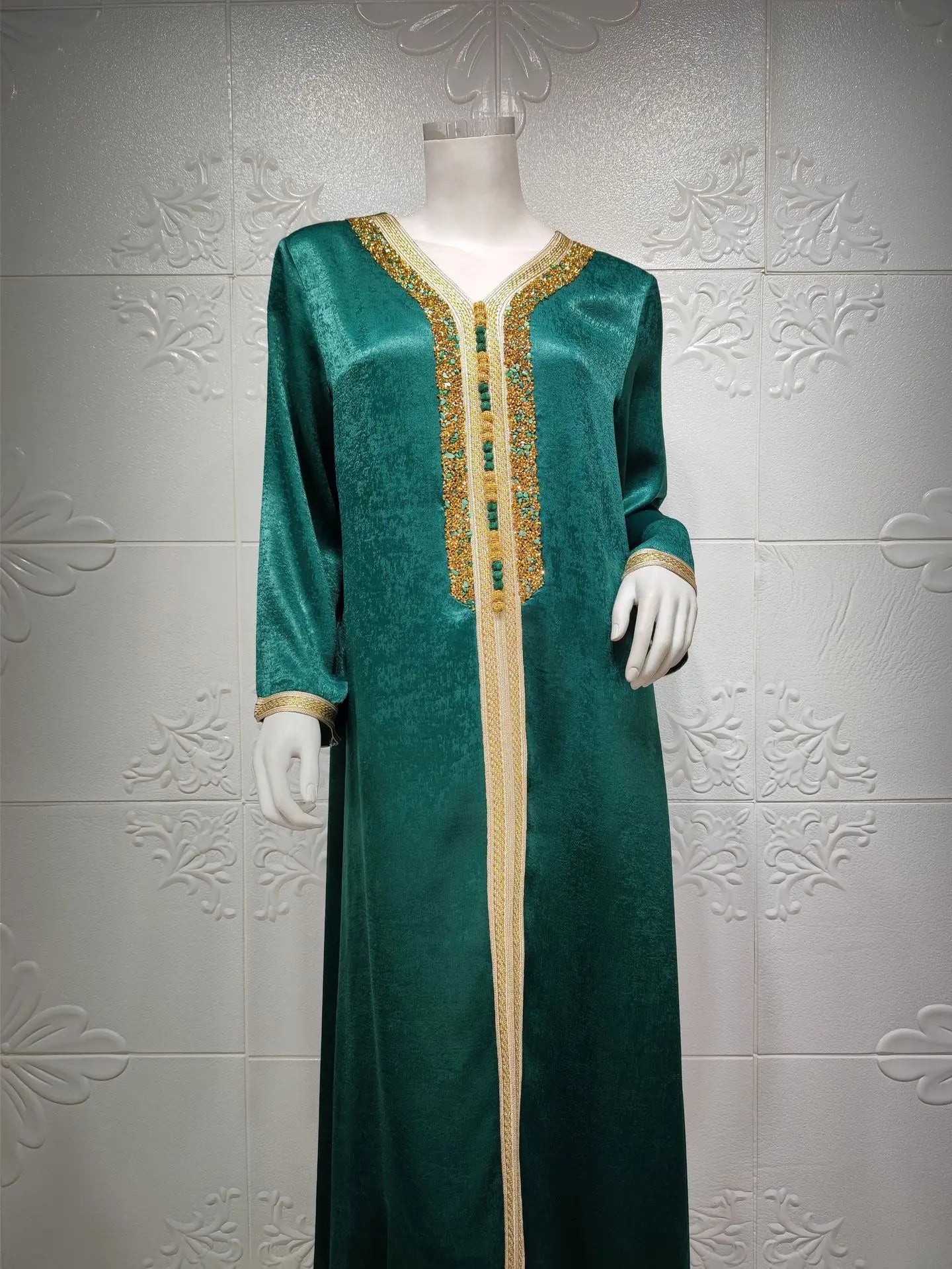 Abaya musulmana per le donne Dubai Jalabiya Abito lungo Abbigliamento islamico Abiti da sera Turchia Moda di lusso Diamante Kaftan Robe Femme