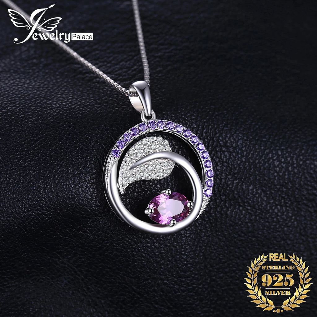 Collana con ciondolo in argento sterling 925 con zaffiro alessandrite creato da 1 carato, per donna, senza catena