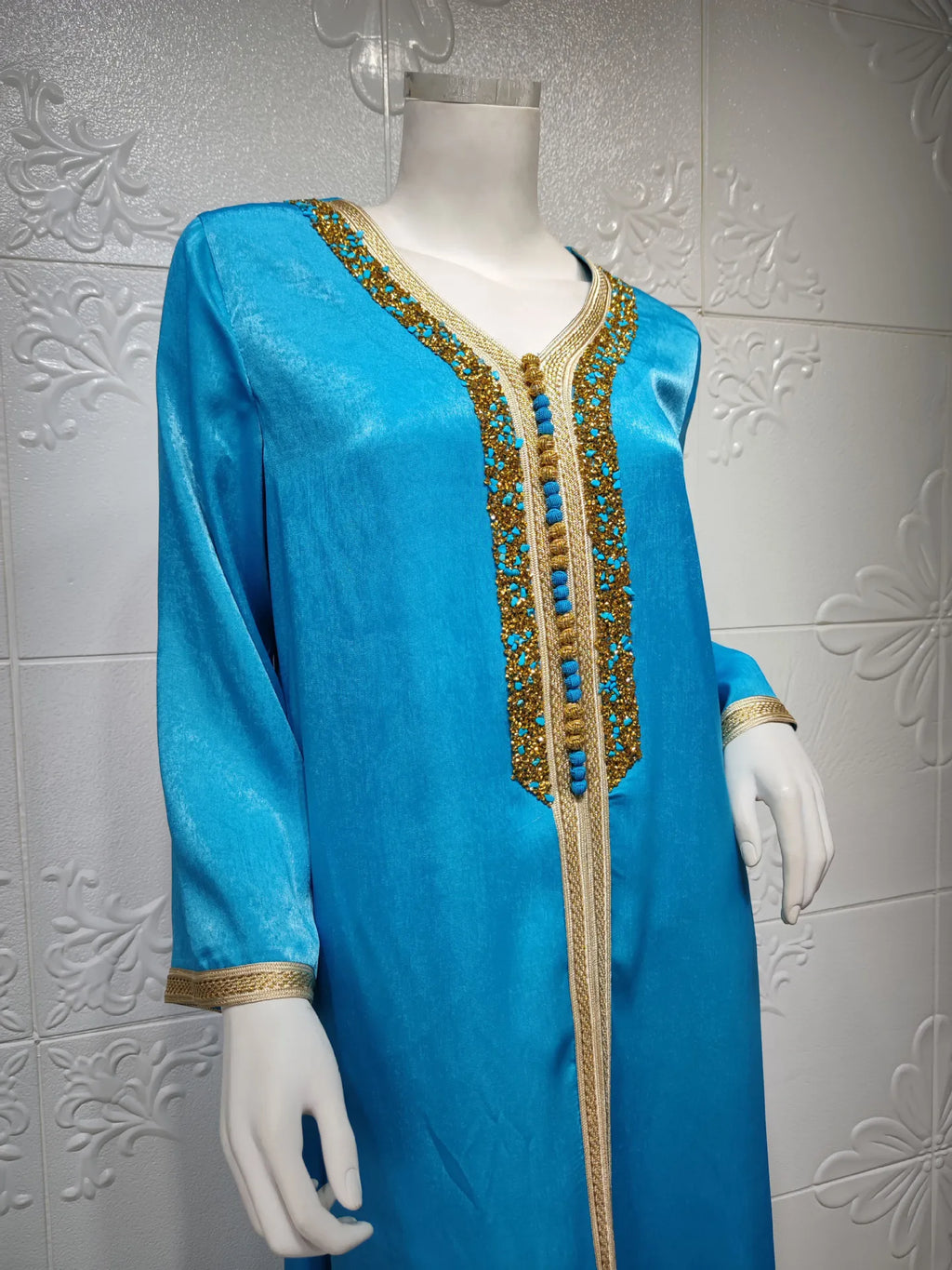 Abaya musulmana per le donne Dubai Jalabiya Abito lungo Abbigliamento islamico Abiti da sera Turchia Moda di lusso Diamante Kaftan Robe Femme