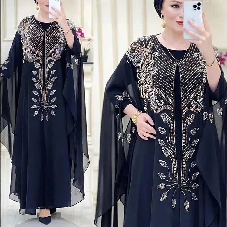 Abaya Per Le Donne Dubai Lusso 2024 Chiffon Boubou Musulmano Abito Moda Caftano Marocain Occasioni Festa di Nozze Djellaba Femme