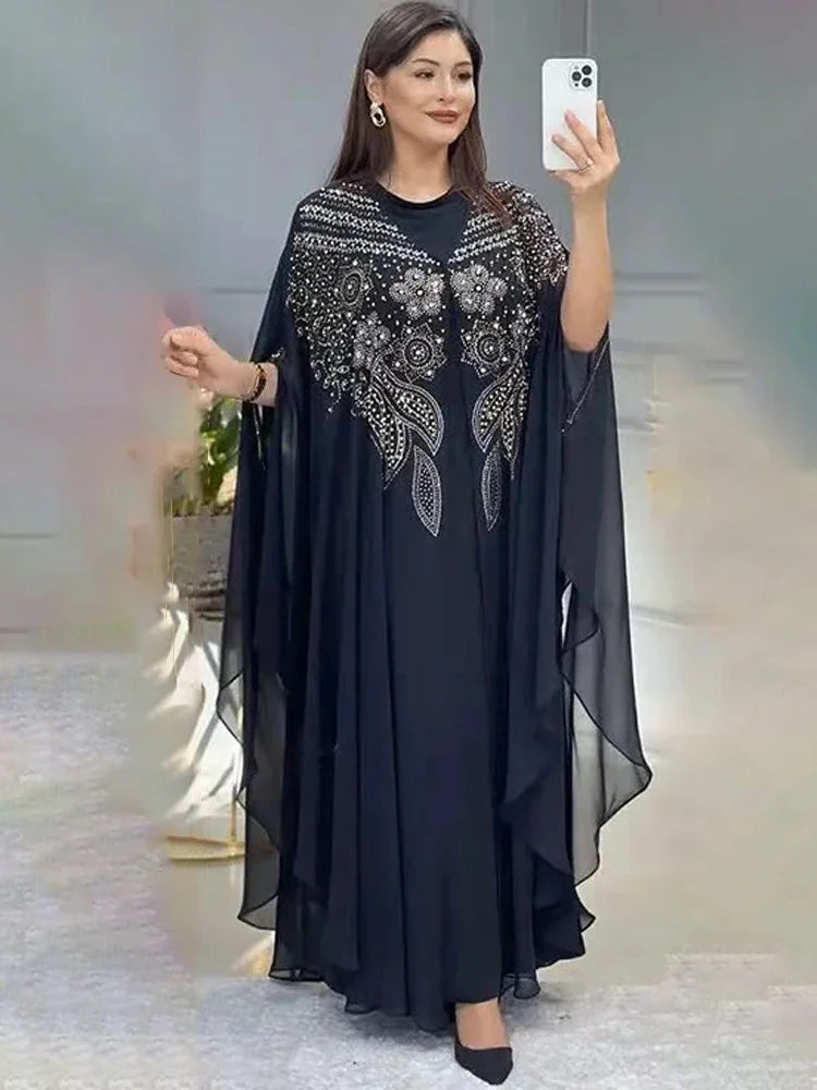 Abaya Per Le Donne Dubai Lusso 2024 Chiffon Boubou Musulmano Abito Moda Caftano Marocain Occasioni Festa di Nozze Djellaba Femme