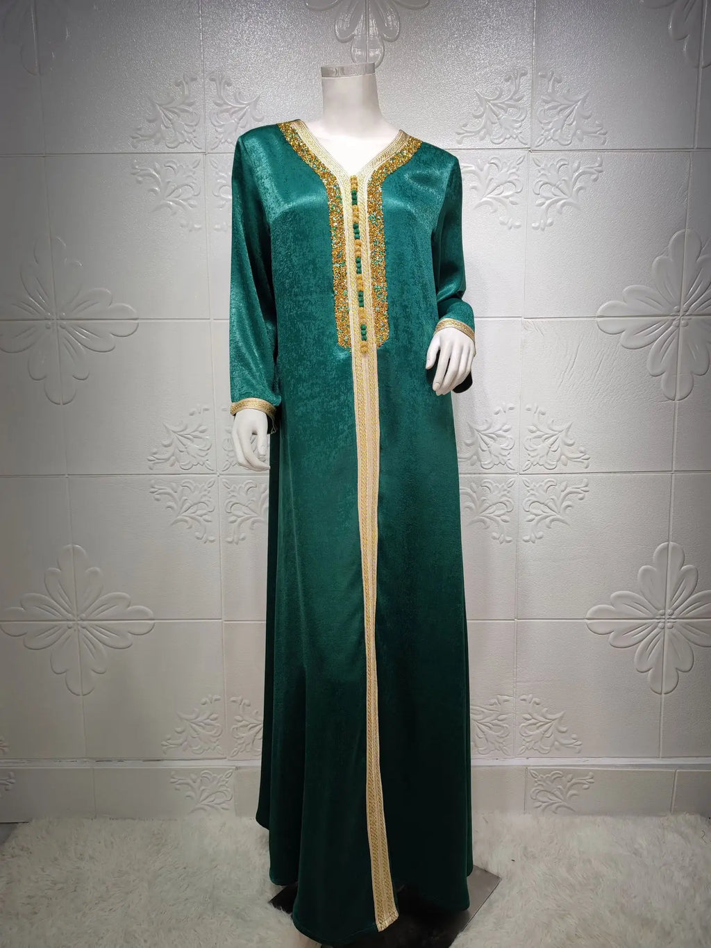 Abaya musulmana per le donne Dubai Jalabiya Abito lungo Abbigliamento islamico Abiti da sera Turchia Moda di lusso Diamante Kaftan Robe Femme