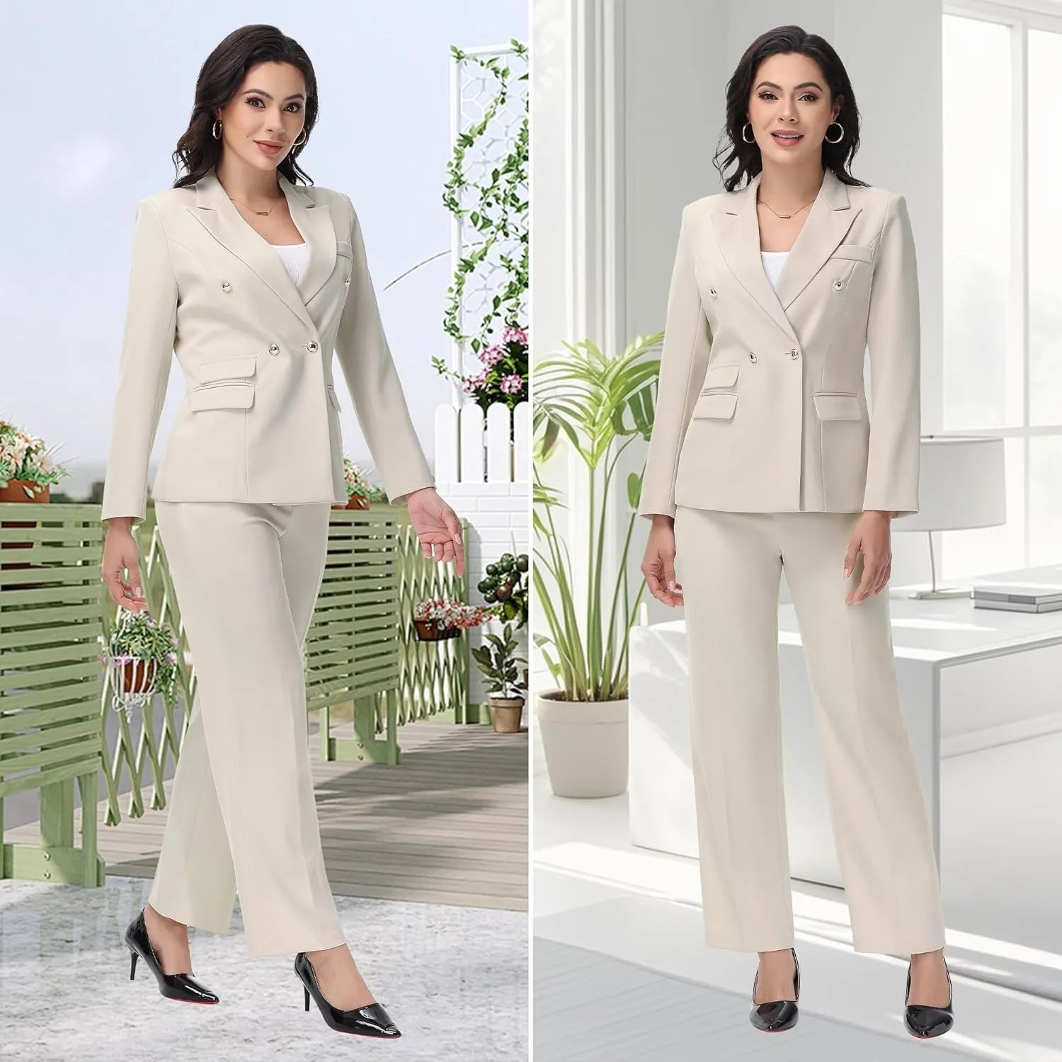 Pantaloni da abito da donna, tailleur eleganti da donna, blazer doppiopetto, abiti casual da lavoro