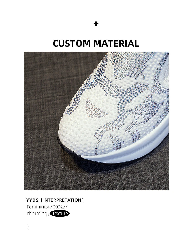 Scarpe da donna 2023, autunno, nuove, casual, piccole, bianche, con plateau e strass, sportive, con cuscino d'aria, taglie forti, Zapatos De Mujer