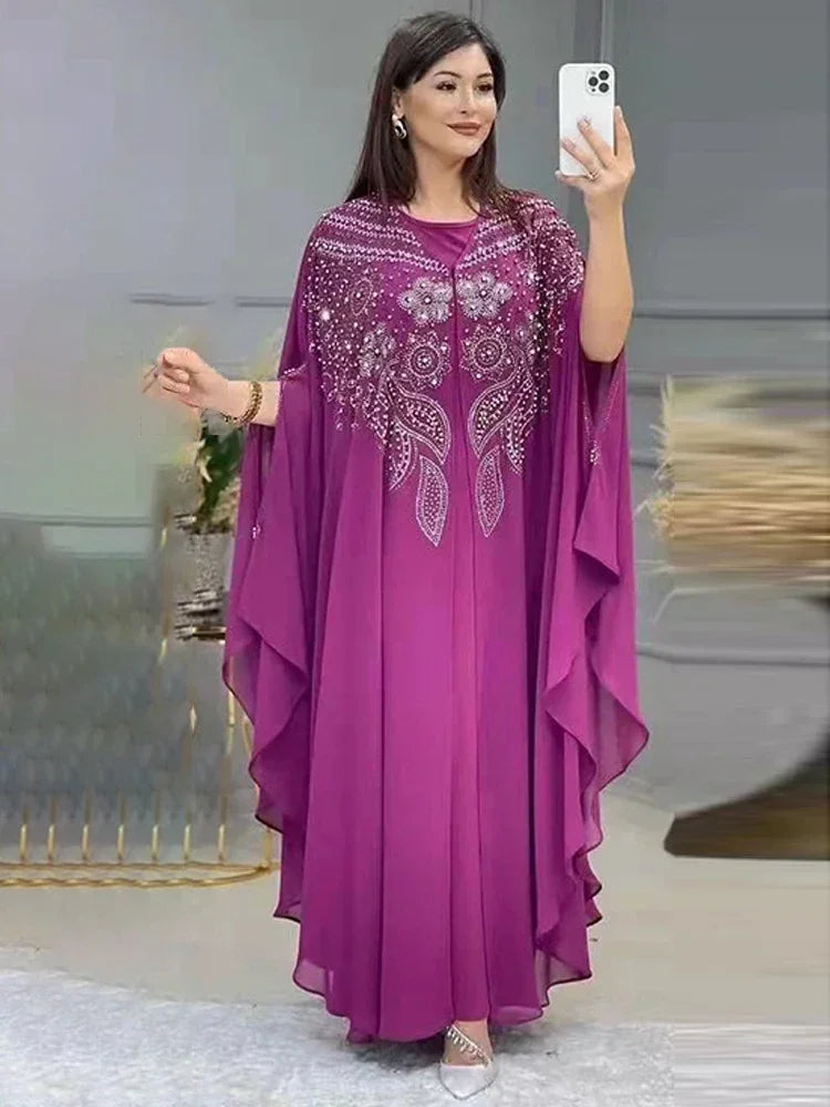Abaya Per Le Donne Dubai Lusso 2024 Chiffon Boubou Musulmano Abito Moda Caftano Marocain Occasioni Festa di Nozze Djellaba Femme