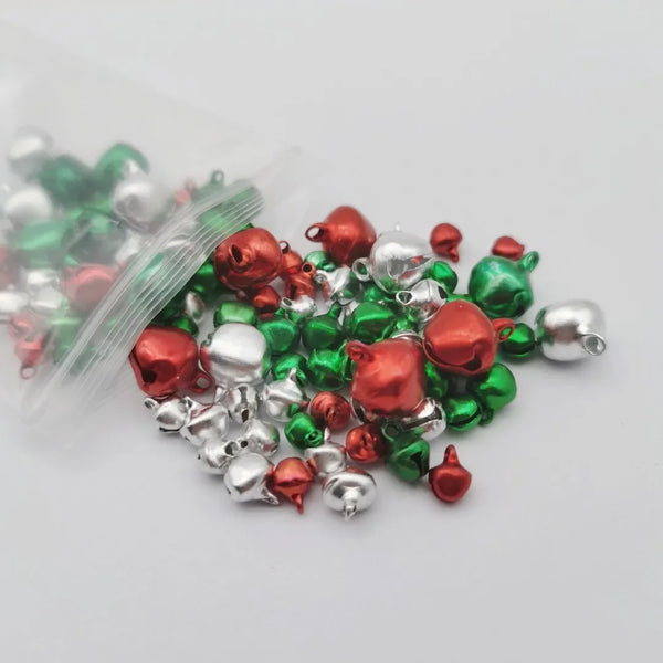 100 pezzi di campanellini in alluminio con ciondoli, campanellini, decorazioni natalizie fai da te, creazione di gioielli, artigianato natalizio, abbellimenti da 6-12 mm