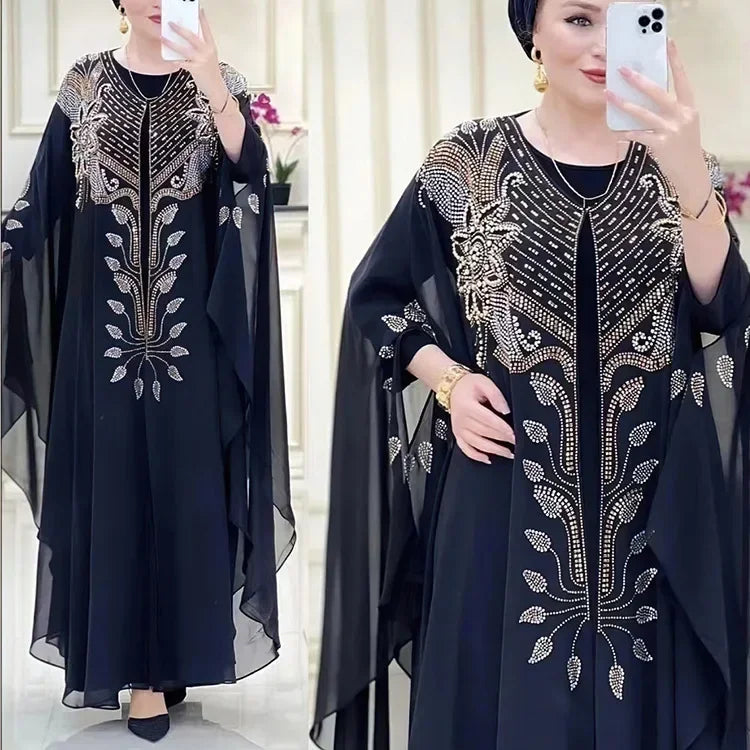 Abaya Per Le Donne Dubai Lusso 2024 Chiffon Boubou Musulmano Abito Moda Caftano Marocain Occasioni Festa di Nozze Djellaba Femme