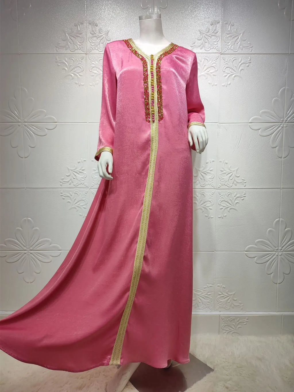 Abaya musulmana per le donne Dubai Jalabiya Abito lungo Abbigliamento islamico Abiti da sera Turchia Moda di lusso Diamante Kaftan Robe Femme