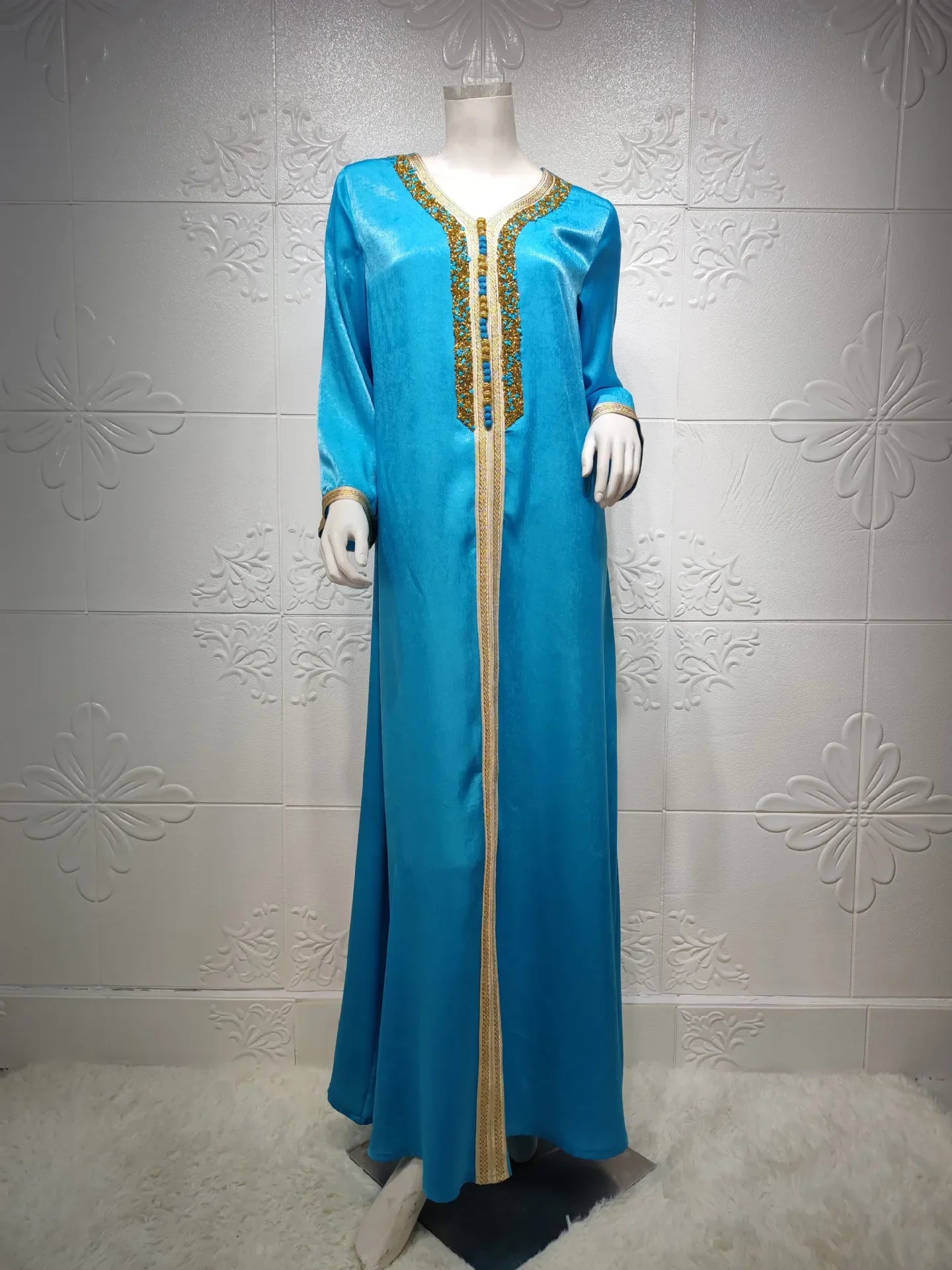 Abaya musulmana per le donne Dubai Jalabiya Abito lungo Abbigliamento islamico Abiti da sera Turchia Moda di lusso Diamante Kaftan Robe Femme