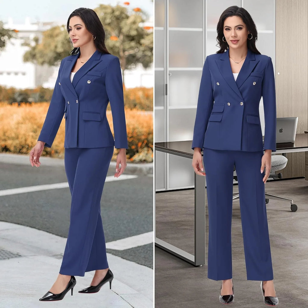Pantaloni da abito da donna, tailleur eleganti da donna, blazer doppiopetto, abiti casual da lavoro