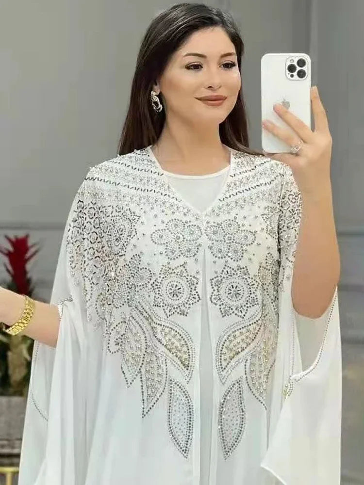 Abaya Per Le Donne Dubai Lusso 2024 Chiffon Boubou Musulmano Abito Moda Caftano Marocain Occasioni Festa di Nozze Djellaba Femme
