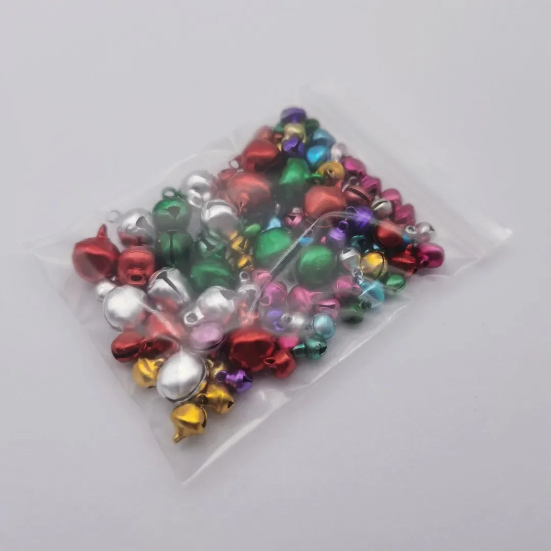 100 pezzi di campanellini in alluminio con ciondoli, campanellini, decorazioni natalizie fai da te, creazione di gioielli, artigianato natalizio, abbellimenti da 6-12 mm