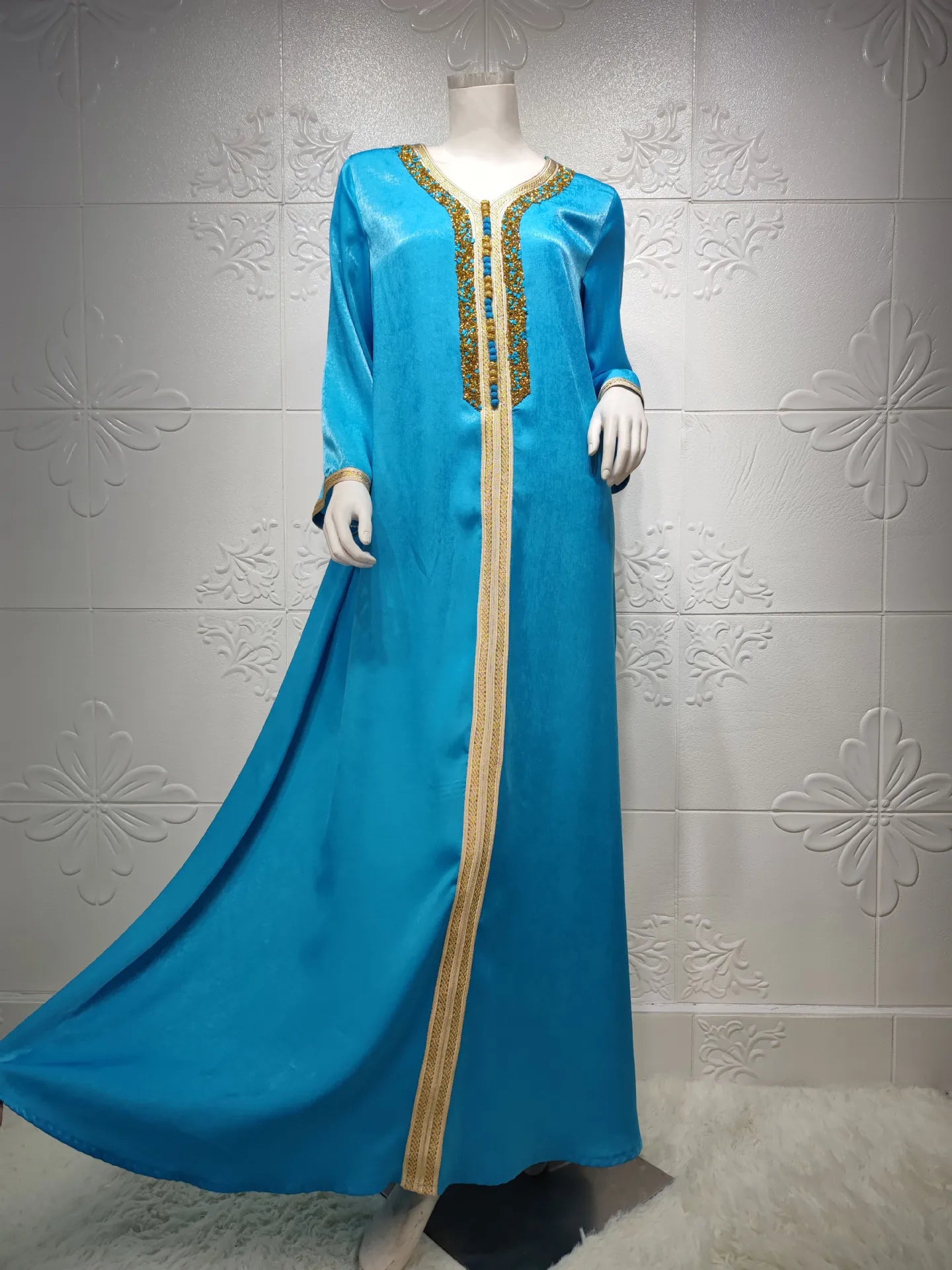 Abaya musulmana per le donne Dubai Jalabiya Abito lungo Abbigliamento islamico Abiti da sera Turchia Moda di lusso Diamante Kaftan Robe Femme