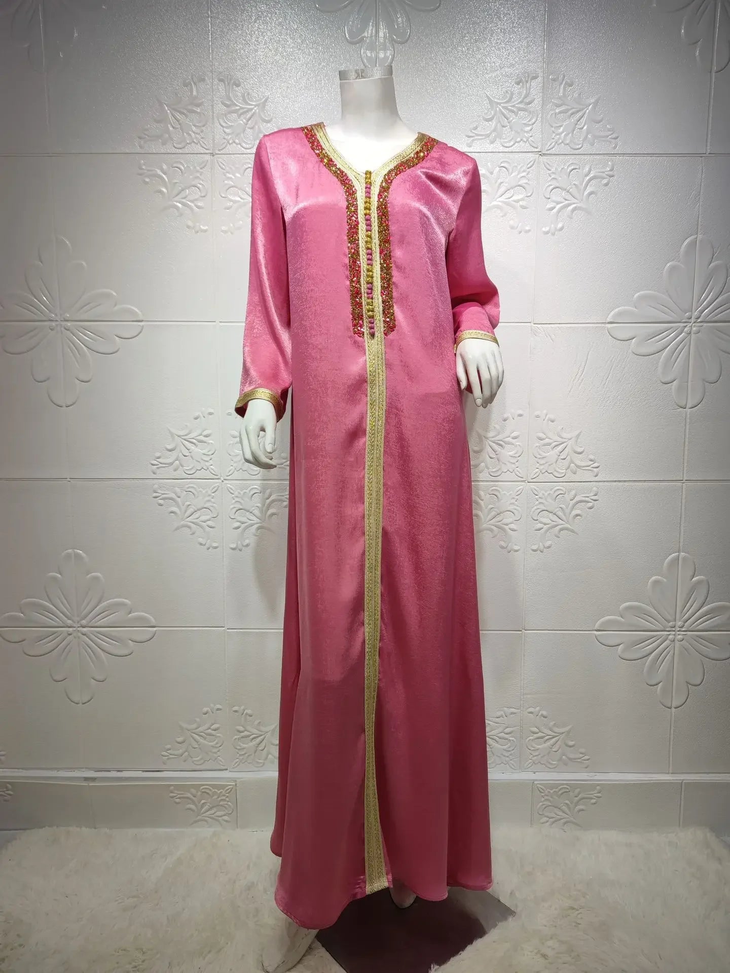 Abaya musulmana per le donne Dubai Jalabiya Abito lungo Abbigliamento islamico Abiti da sera Turchia Moda di lusso Diamante Kaftan Robe Femme