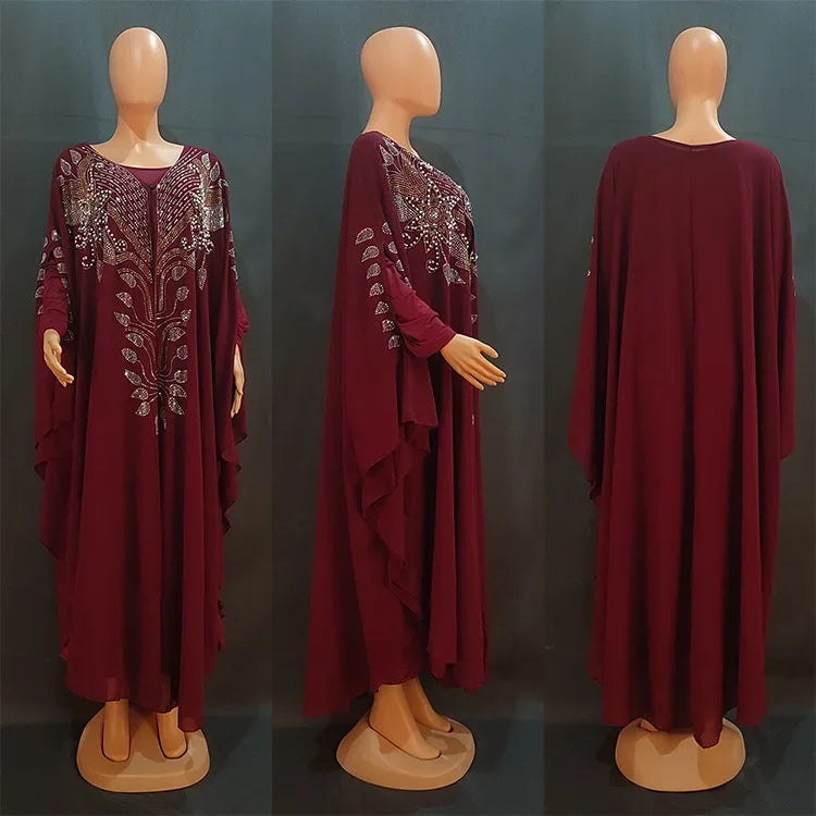 Abaya Per Le Donne Dubai Lusso 2024 Chiffon Boubou Musulmano Abito Moda Caftano Marocain Occasioni Festa di Nozze Djellaba Femme