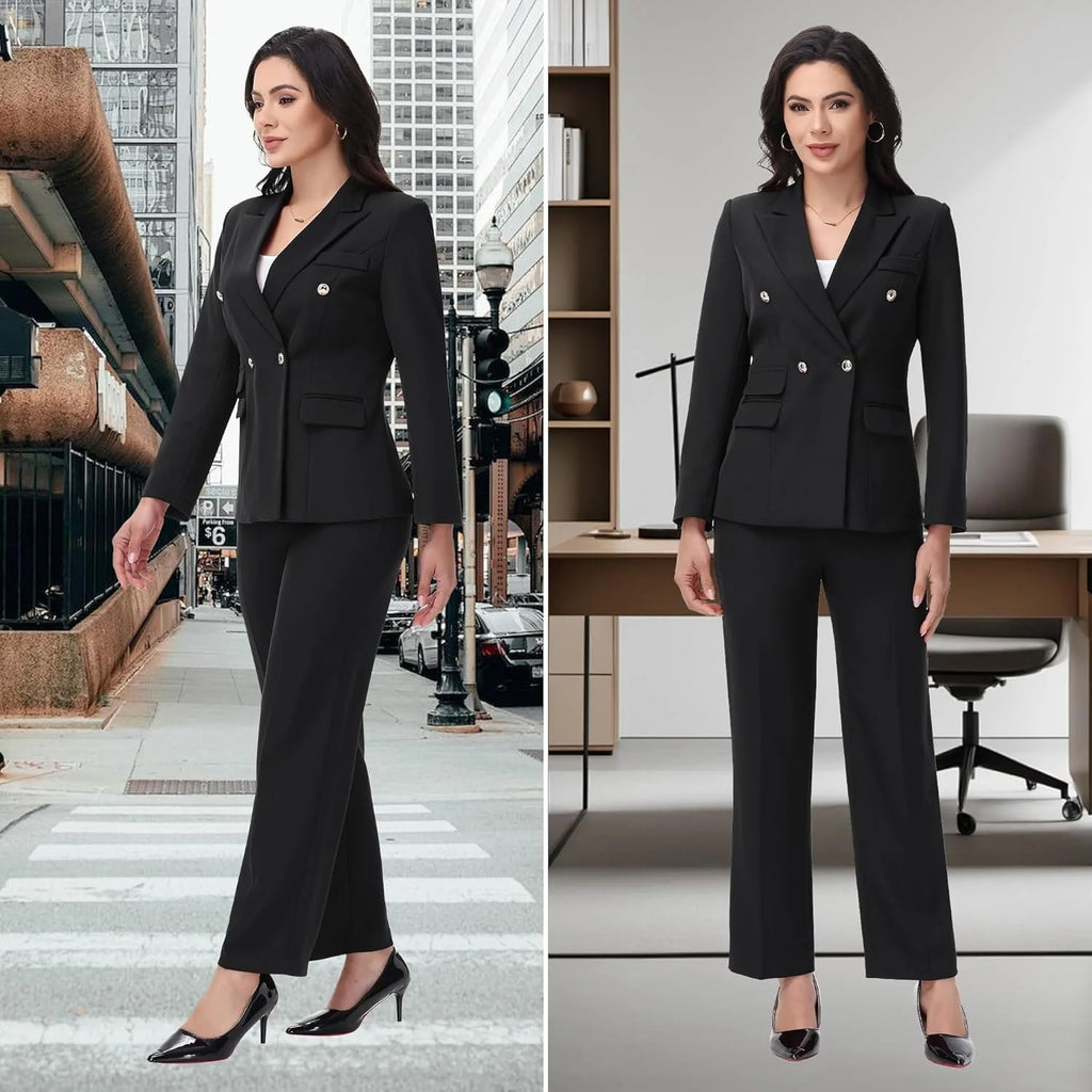 Pantaloni da abito da donna, tailleur eleganti da donna, blazer doppiopetto, abiti casual da lavoro