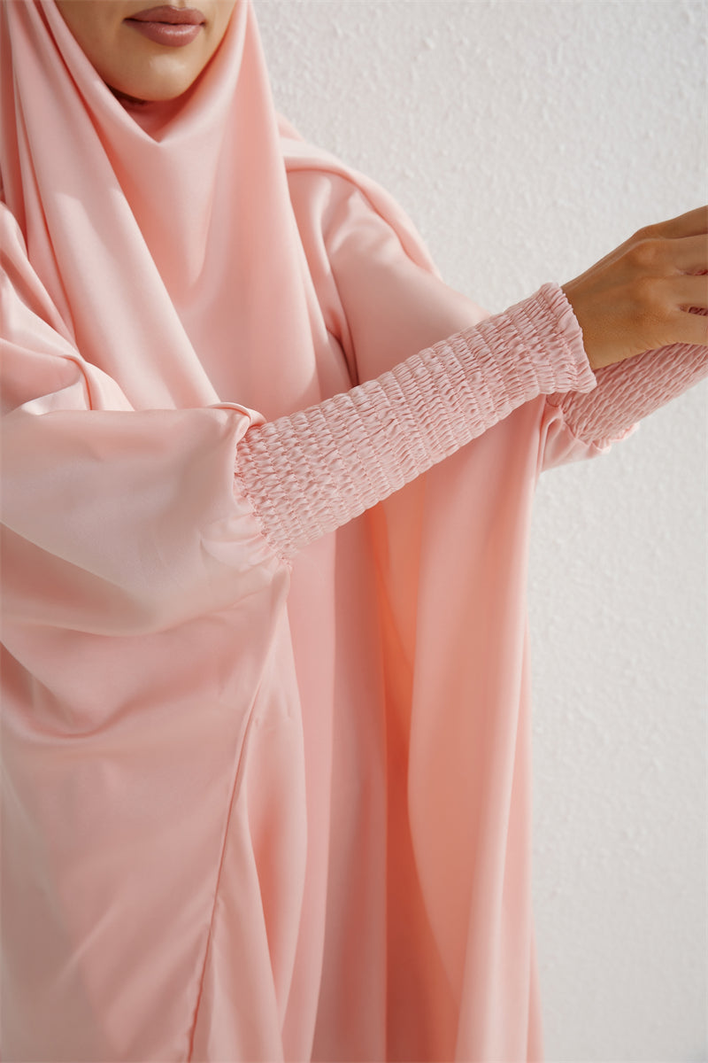 Abito da preghiera musulmano Abaya con cappuccio e maniche a sbuffo, in un unico pezzo, Jilbab, abbigliamento islamico, Dubai, Arabia Saudita, abito nero, modestia turca
