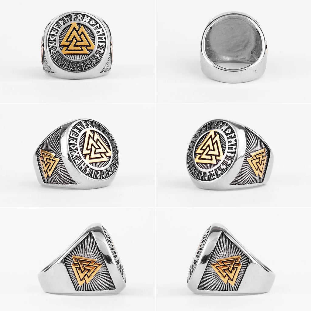 Anelli da uomo in acciaio inossidabile con mitologia nordica, vichingo, Odino, punk, hip hop, per fidanzato, motociclista, gioielli, regalo creativo all'ingrosso