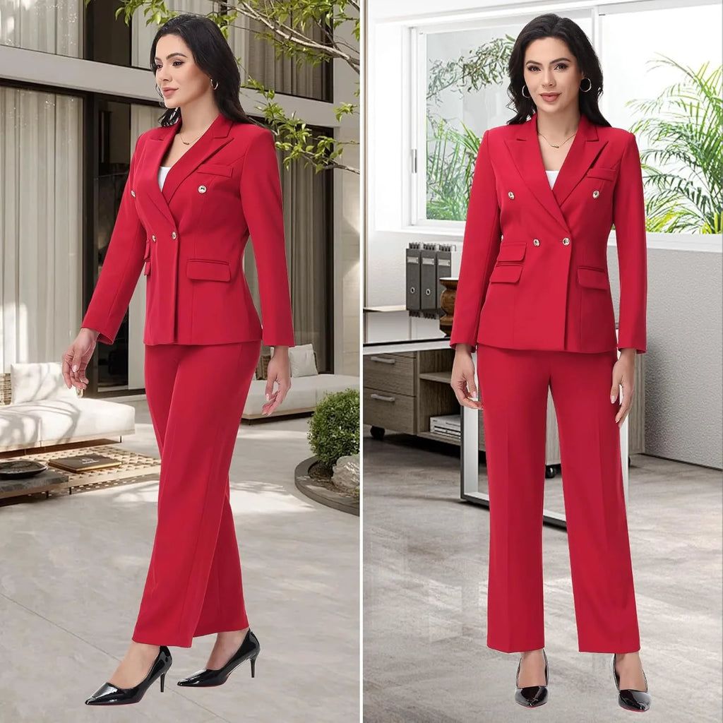 Pantaloni da abito da donna, tailleur eleganti da donna, blazer doppiopetto, abiti casual da lavoro