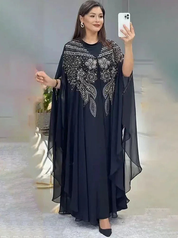 Abaya Per Le Donne Dubai Lusso 2024 Chiffon Boubou Musulmano Abito Moda Caftano Marocain Occasioni Festa di Nozze Djellaba Femme