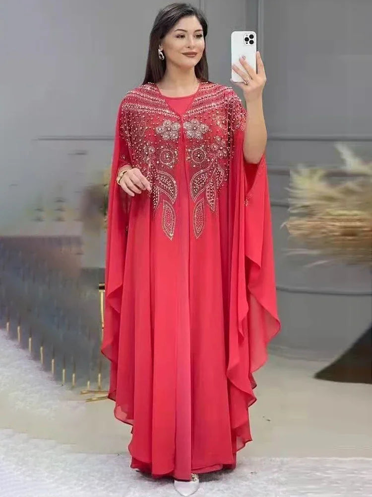 Abaya Per Le Donne Dubai Lusso 2024 Chiffon Boubou Musulmano Abito Moda Caftano Marocain Occasioni Festa di Nozze Djellaba Femme