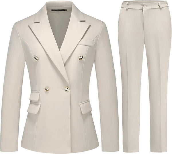 Pantaloni da abito da donna, tailleur eleganti da donna, blazer doppiopetto, abiti casual da lavoro