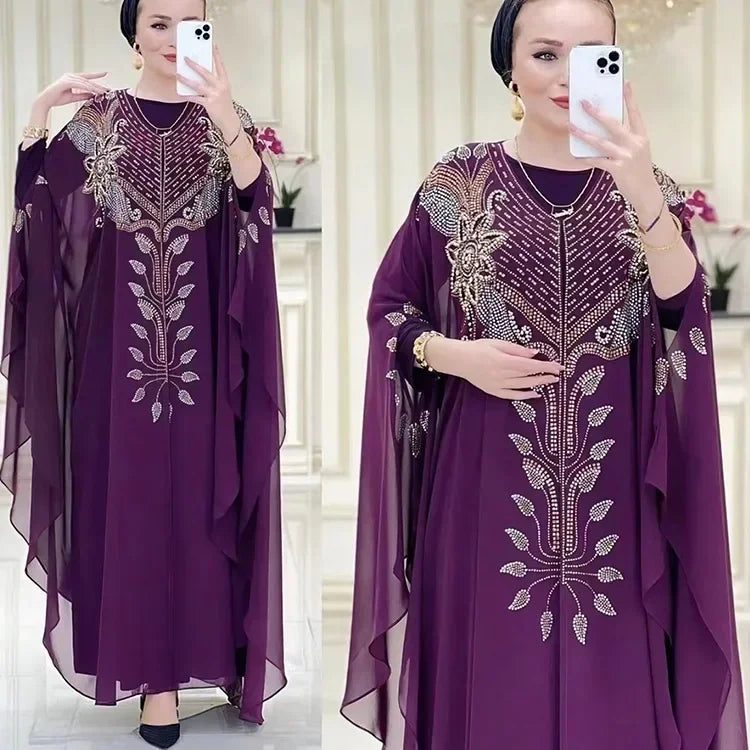 Abaya Per Le Donne Dubai Lusso 2024 Chiffon Boubou Musulmano Abito Moda Caftano Marocain Occasioni Festa di Nozze Djellaba Femme