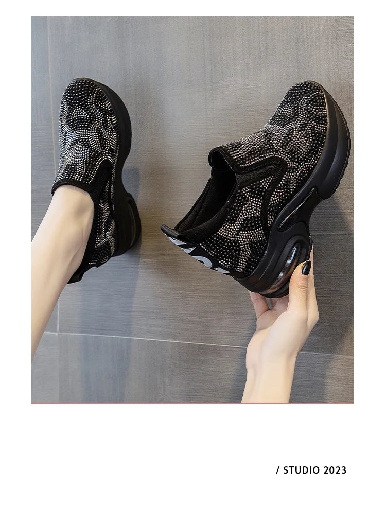 Scarpe da donna 2023, autunno, nuove, casual, piccole, bianche, con plateau e strass, sportive, con cuscino d'aria, taglie forti, Zapatos De Mujer