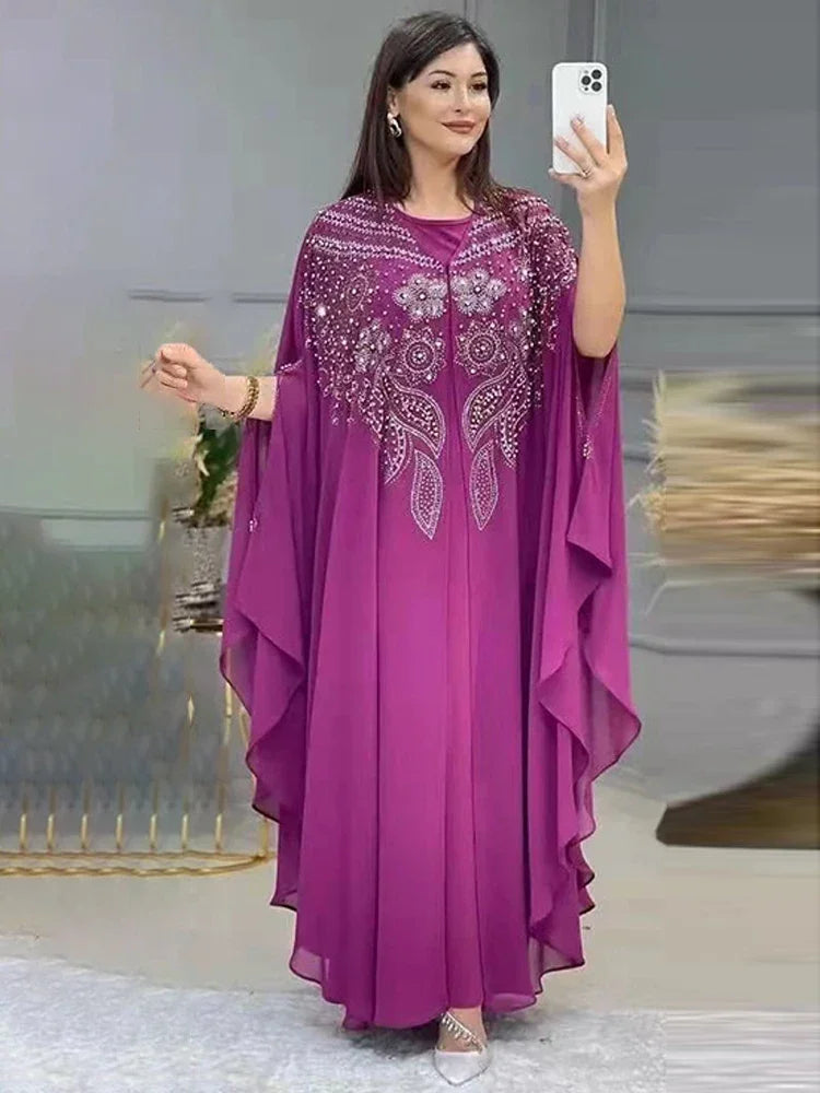 Abaya Per Le Donne Dubai Lusso 2024 Chiffon Boubou Musulmano Abito Moda Caftano Marocain Occasioni Festa di Nozze Djellaba Femme