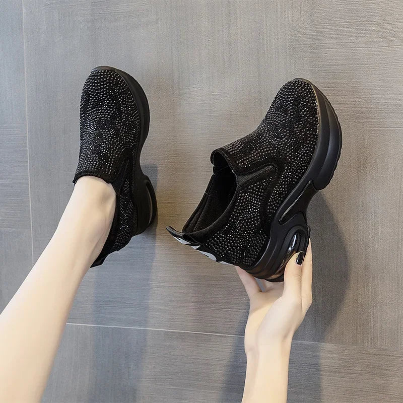 Scarpe da donna 2023, autunno, nuove, casual, piccole, bianche, con plateau e strass, sportive, con cuscino d'aria, taglie forti, Zapatos De Mujer