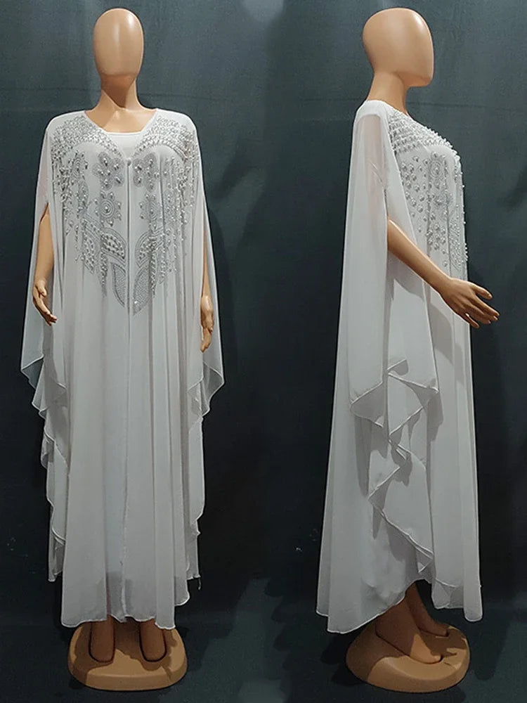 Abaya Per Le Donne Dubai Lusso 2024 Chiffon Boubou Musulmano Abito Moda Caftano Marocain Occasioni Festa di Nozze Djellaba Femme