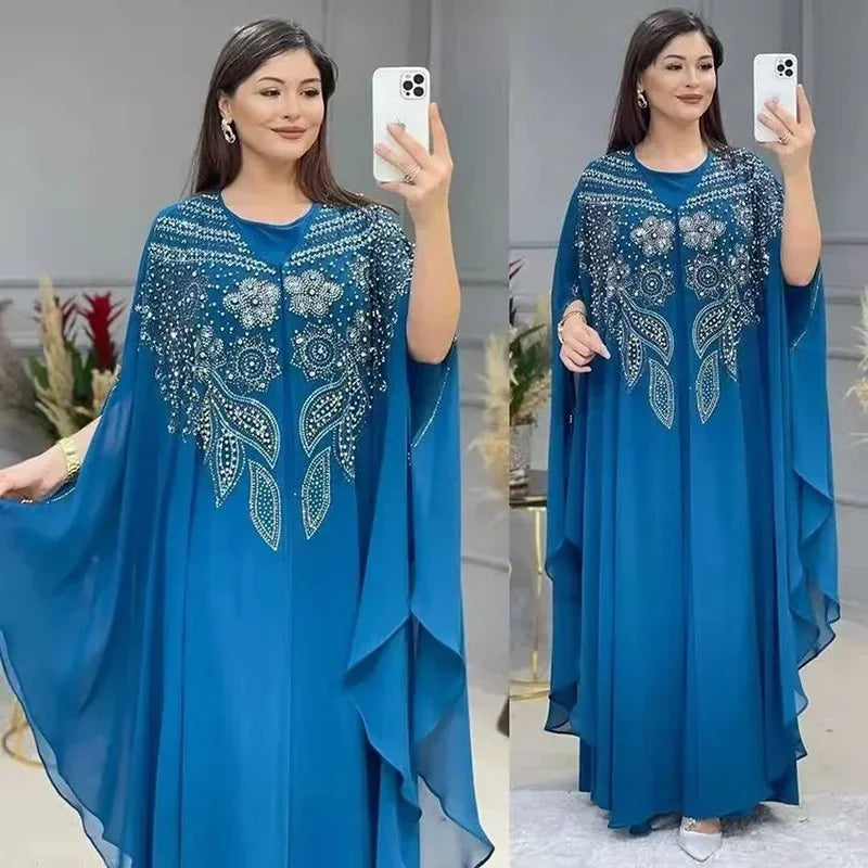 Abaya Per Le Donne Dubai Lusso 2024 Chiffon Boubou Musulmano Abito Moda Caftano Marocain Occasioni Festa di Nozze Djellaba Femme