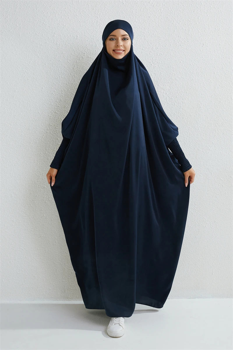 Abito da preghiera musulmano Abaya con cappuccio e maniche a sbuffo, in un unico pezzo, Jilbab, abbigliamento islamico, Dubai, Arabia Saudita, abito nero, modestia turca