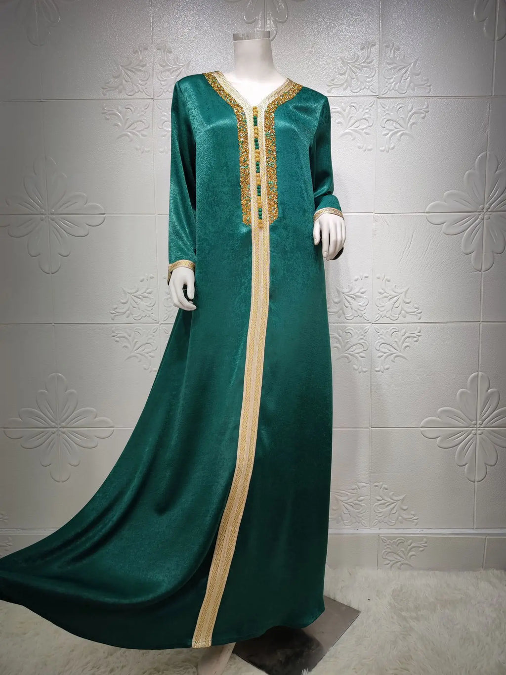 Abaya musulmana per le donne Dubai Jalabiya Abito lungo Abbigliamento islamico Abiti da sera Turchia Moda di lusso Diamante Kaftan Robe Femme