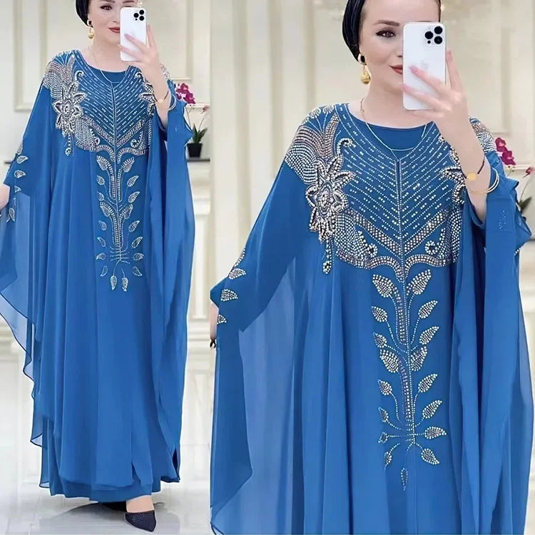 Abaya Per Le Donne Dubai Lusso 2024 Chiffon Boubou Musulmano Abito Moda Caftano Marocain Occasioni Festa di Nozze Djellaba Femme